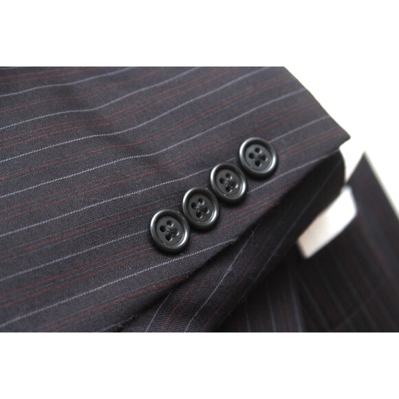Hart Schaffner‎ 2pc Suit Blazer Jacket 44R Pants 38Wx29L Black Striped E02107 - Picture 8 of 16